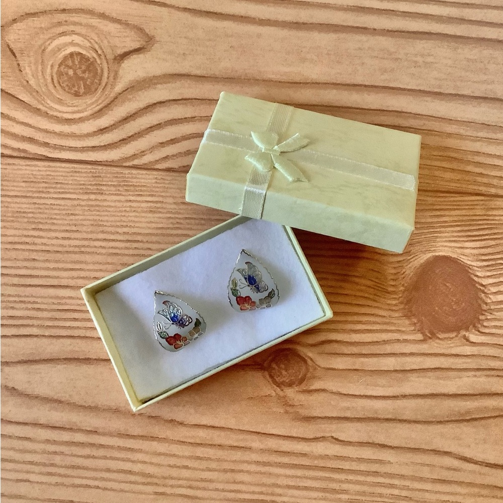 Vintage Cloisonné Teardrop Earrings